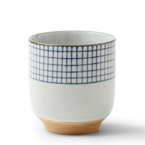 Ceramic soup cup coarse pottery hand painted lattice pattern teacup originality Coffee cup wine cups