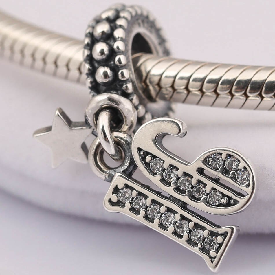S925 Zilveren Hanger Bead Charm Voor Vrouwen Armband 16 Jaar Van Liefde Dangle Charm Clear Cz Diy Sieraden