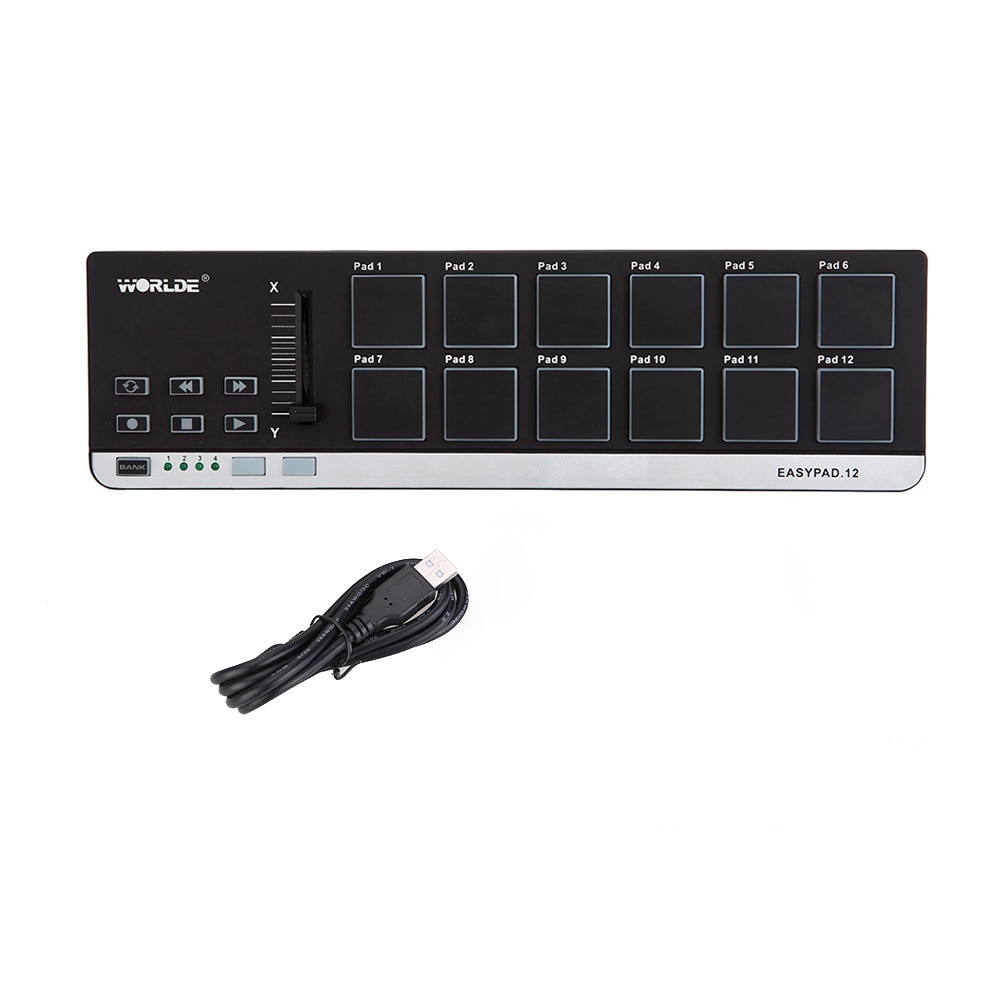Worlde EasyPad.12 Portable Mini USB 12 Drum Pad MIDI Controller 4 Banks for Different Settings