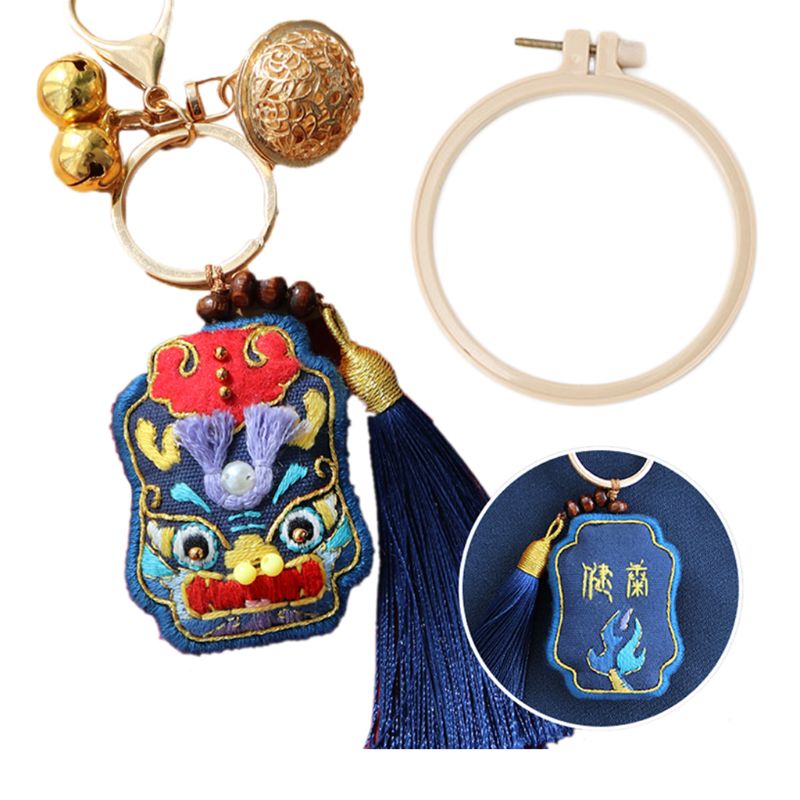 Kinesisk amulet broderi kit gør det selv nøglering korssting håndarbejde håndlavet syning håndværk bil taske vedhæng boligindretning: 7