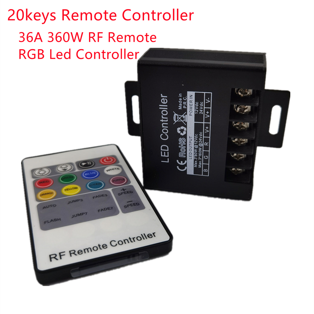 36A 360W Rf Afstandsbediening Rgb Led Controller 20 Toetsen Afstandsbediening Voor 3528 5050 Rgb Led Strip Verlichting DC12-24V