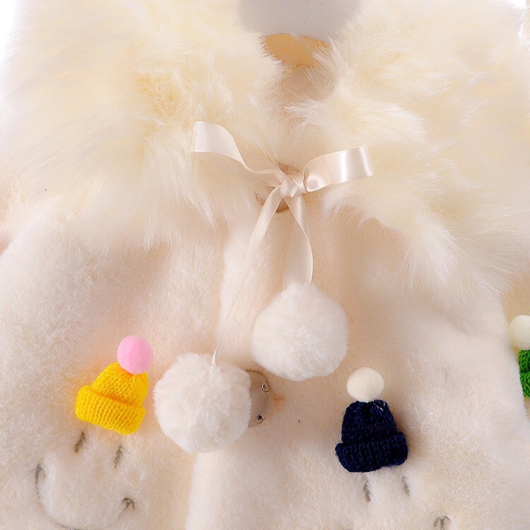 Inverno neonate moda soffice scialle imitazione pelliccia orecchie di coniglio ragazze cappotto di cotone spesso cappotto di abbigliamento per bambini in Cashmere caldo