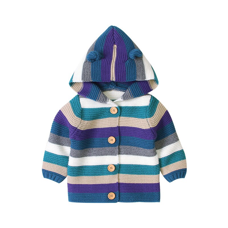 Pudcoco Bambini Appena nato A Maglia cardigan Maglie E Maglioni Del bambino Della Ragazza del Ragazzo strisce Manica Lunga monopetto casuale Felpe maglieria Cappotti