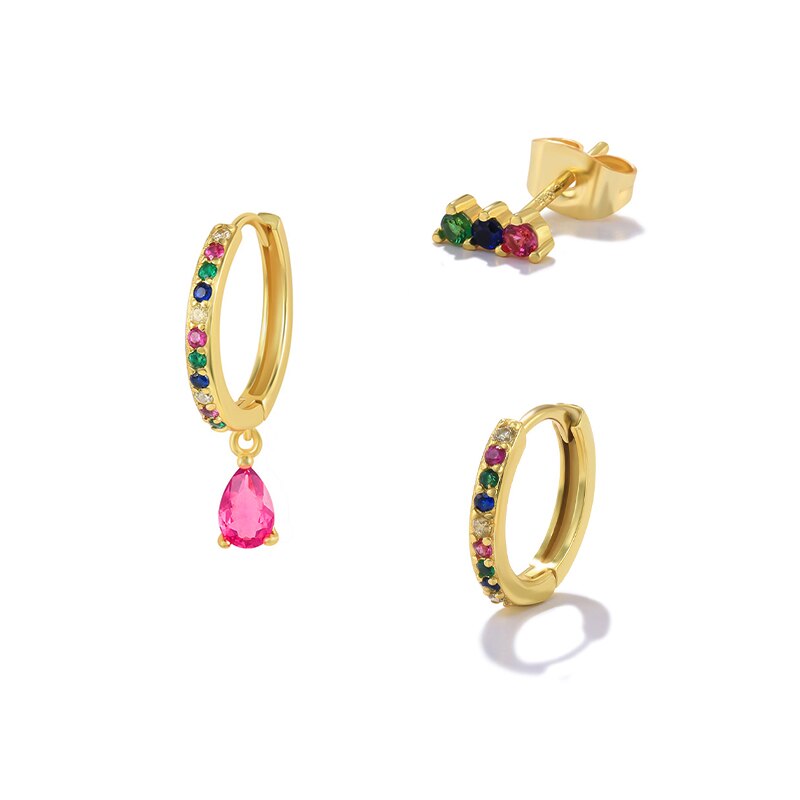 Canner colorido zircão piercing cartilagem hoop brincos para mulheres boêmio geométrico cristal redondo brinco moda jóias presentes
