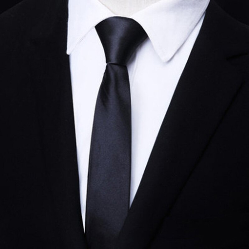 5cm Necktie For Men Slim Narrow Lazy Tie Easy To Pull Rope Neckwear Men tie Wedding Party Aniversary Business Dress Meeting: 5x48 black