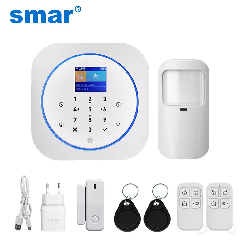 Hemlarmsystem wifi gsm larm intercom fjärrkontroll 433 mhz detektorer ios android tuya app kontroll touch tangentbord: Au plug
