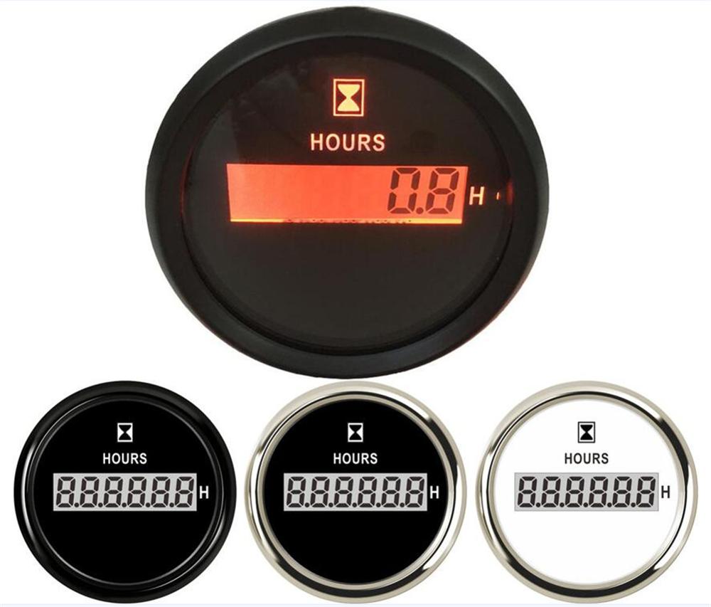 1pc settore automobilistico 52 millimetri Contaore messa a punto Strumento 0-99999.9H Camion Hourmeters marino tempo Nero Calibri Rosso retroilluminazione 9-32vdc