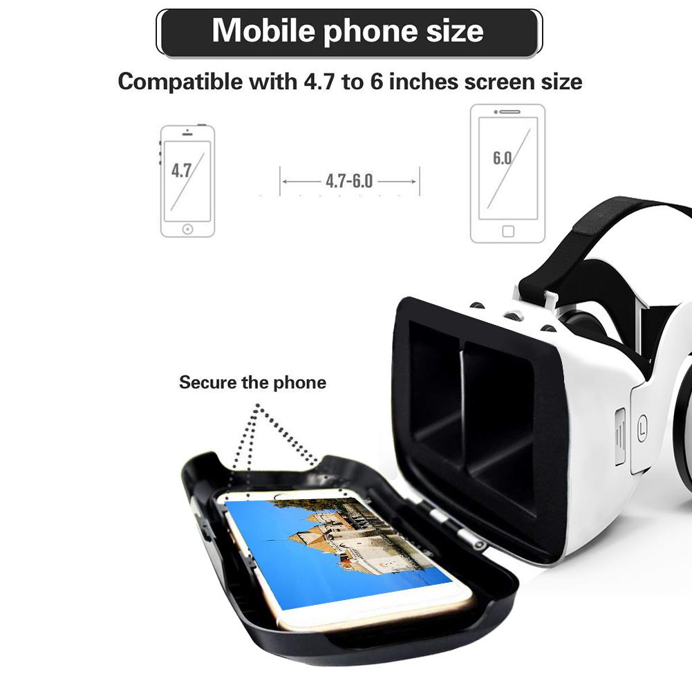 VR Bril 3D Virtual Reality Bril Handvat 3D Bril met Hifi VR Hoofdtelefoon voor 4.7-6.3 inch Smart Telefoons accessoires