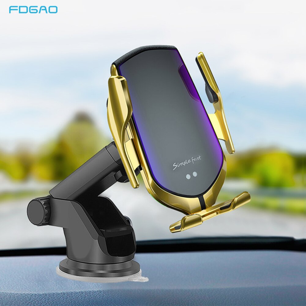 FDGAO Automatic Clamping 10W Qi Car Wireless Charger For iPhone 11 Pro X Xs MAX Infrared Induction Fast Charger Car Phone Holder