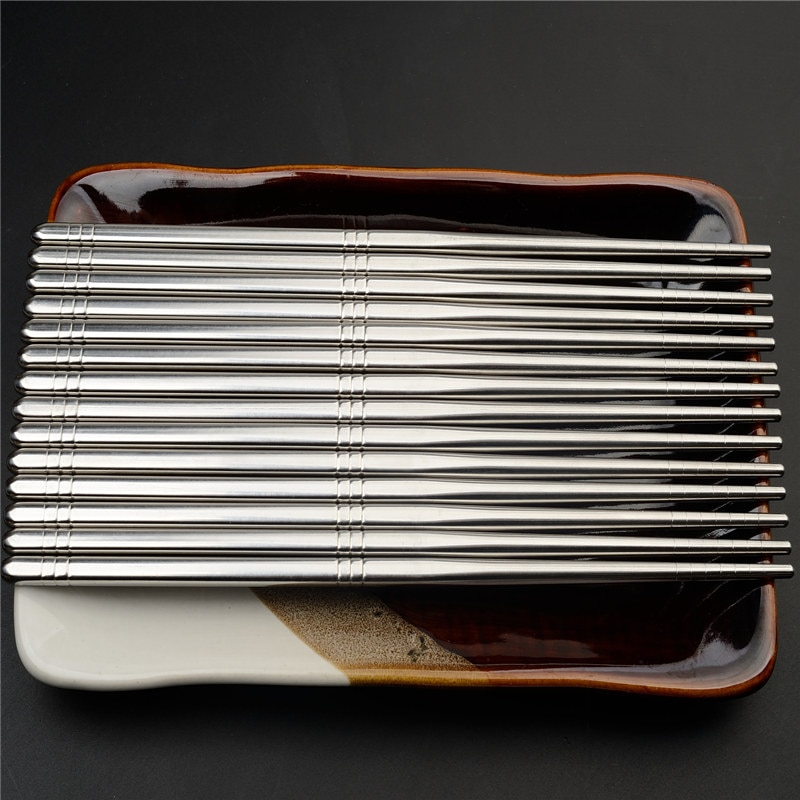 5 Pairs Stainless Steel Chopsticks Healthy Light Weight Polishing Square Chopsticks Easy To Use Easy To Clean