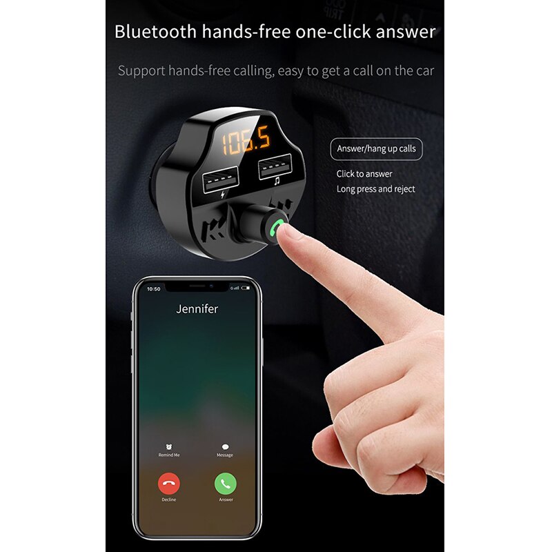 Bluetooth 5,1 coche MP3 reproductor Bluetooth sin pérdida de sonido Bluetooth transmisor FM cargador de coche Bluetooth