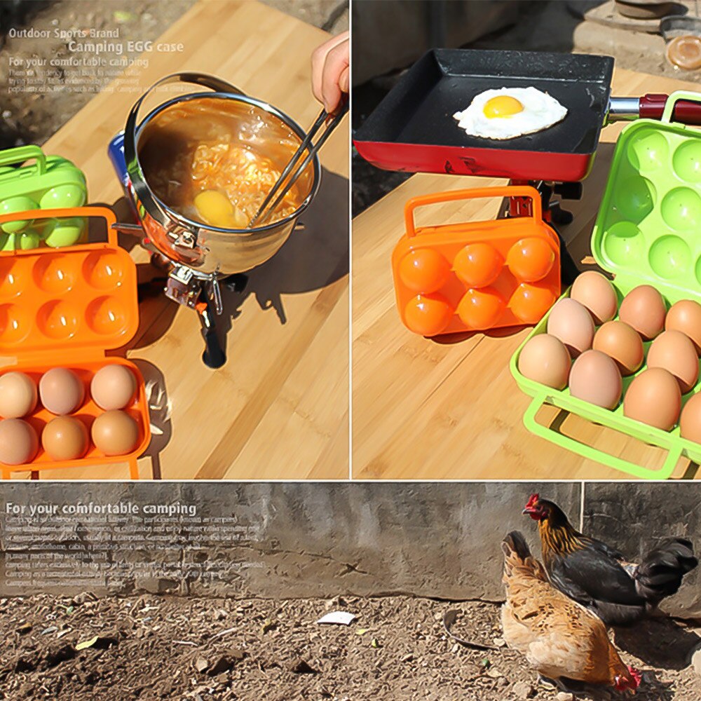 Outdoor Camping Tableware Portable Camping Picnic BBQ Egg Box Container Egg Storage Boxes Travel Kitchen Utensils Camping Gear