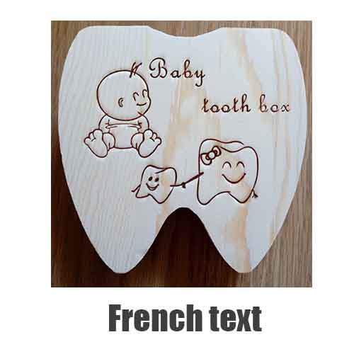 Baby Souvenirs Zahn Kasten Griechischen/Spanisch/Englisch/Russisch/Französisch/Italienisch Holz Milch Zähne Organizer Lagerung Kasten für Jungen Mädchen: Frankreich Text