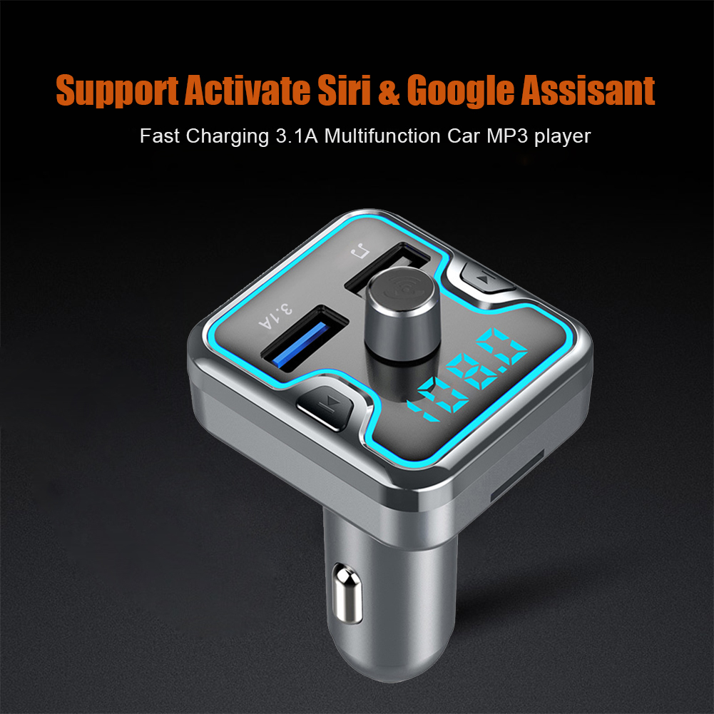 Bil bluetooth-kompatibel fm-sender trådløs adapter modulator bilradio  mp3 afspiller håndfri  qc3.0 usb oplader adapter