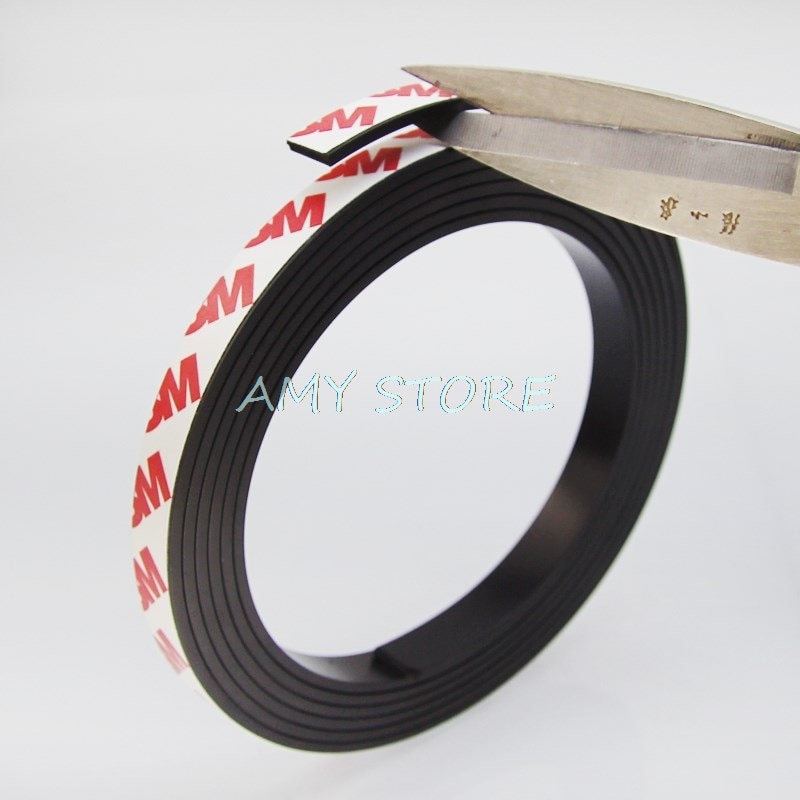 1Meter 10X1 Mm Zacht Rubber Magnetische Strip Zelfklevende Flexibele Magneet Diy Streep Tape Voor Deur Gordijn