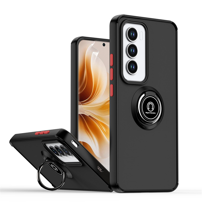 Hårdt pc stødsikkert mat pansercover til oppo reno 12 pro 12 magnetisk ring, blød ramme 5g etui til oppo reno 12f 12 pro fundasider: Himmelblå / Til iphone 16 pro max