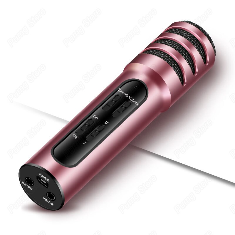 condenser wired microphone Karaoke live compatible with Multi sound change burst the audience Handheld microphones: Rose gold