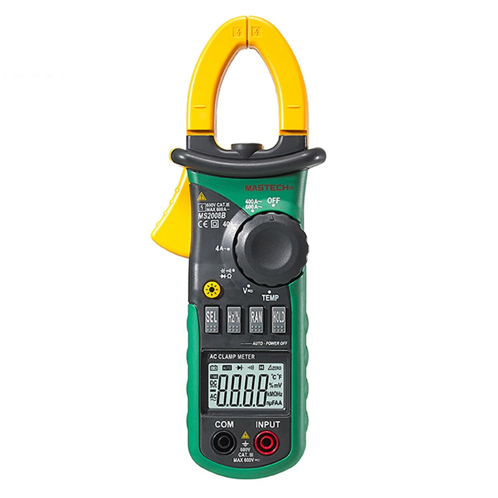 MASTECH MS2008B Digtal Clamp Meter with Light Temp Frequency ACDC Digital Multimeter Electric Tester Current Clamp Meter Ammeter