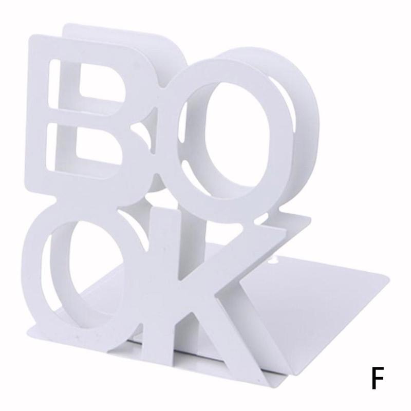 1 par bookend skole metal stativ metal bookends bezel stationery alphabet book office holder metal bookends office supply: F