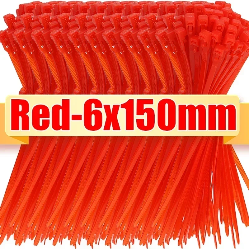 100/1000pcs Releasable Nylon Cable Ties Reusable Adjustable Self-locking Loose Slipknot Zip Tie Organizer Binder Lock Straps: 5x450mm / Red