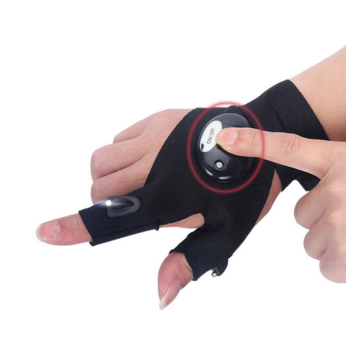 Guante con linterna LED para hombre, guantes sin dedos con correa mágica para exteriores, reparación de automóviles, pesca, Camping, herramienta de rescate para ciclismo en la oscuridad
