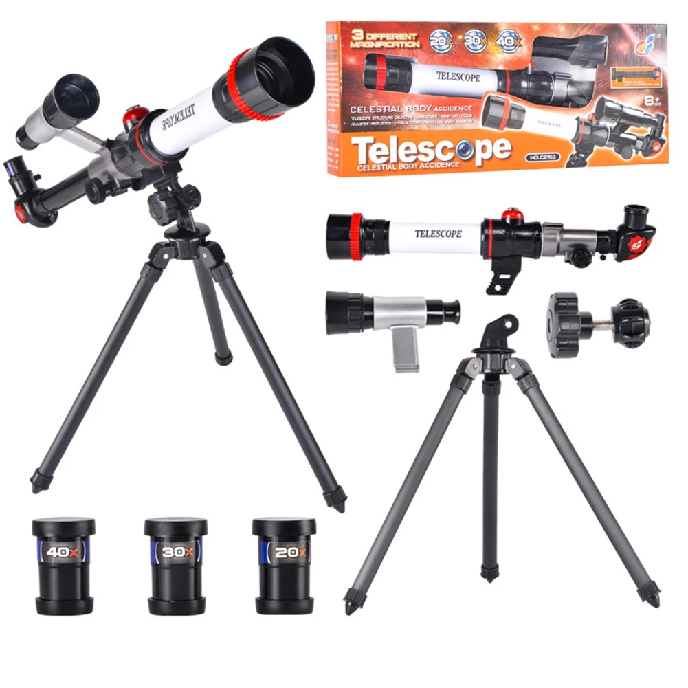 Hd-teleskop astronomiskt teleskop hög förstoring monokulär barn vetenskapligt experiment kikare undervisning: Blå