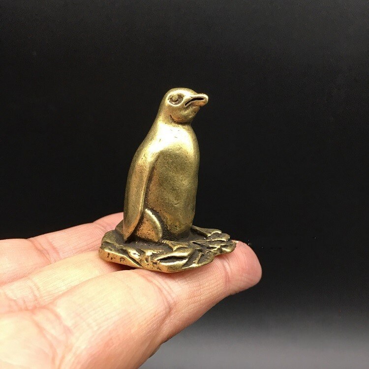 Samleobjekt kinesisk messing utskåret nydelig antarktisk pingvin te kjæledyr papirvekt utsøkte små statuer