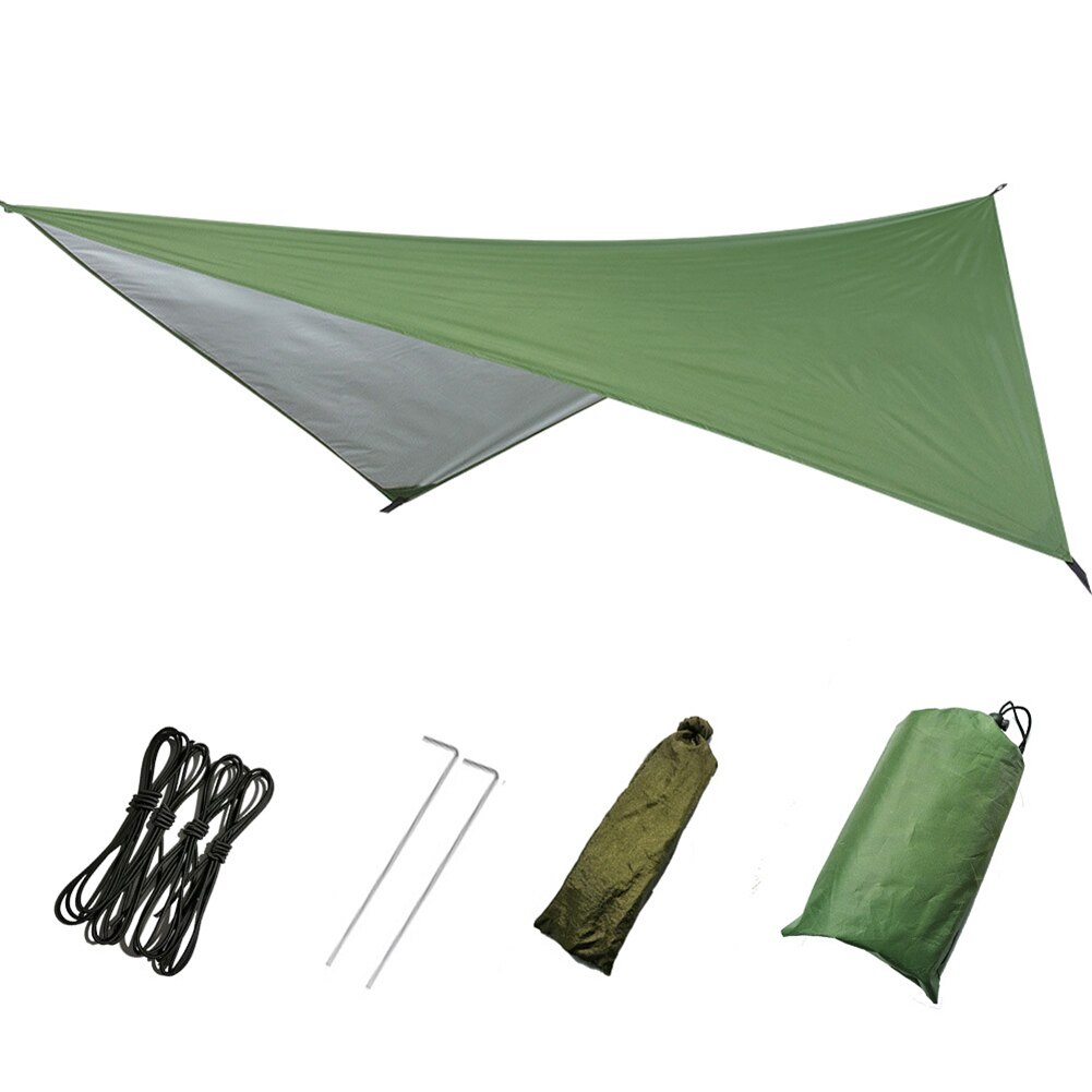 Grote Hangmat Waterdichte Regen Vliegen Tent Tarp Lichtgewicht Draagbare Waterdichte Ripstop Vouwen Zon Onderdak Uv Bescherming: green