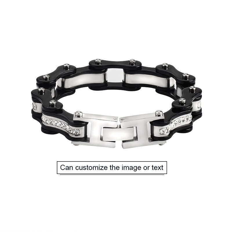 Pure black Motorcycle Bicycle Polishing Biker Bracelet 316L Stainless Steel Men's Bike Chains Bracelet Bangle Jewelry