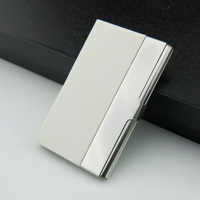 Aluminum PU Leather Business Credit Card Holder For Women Men Steel Portable ID Name Card Bank Male Cardholder