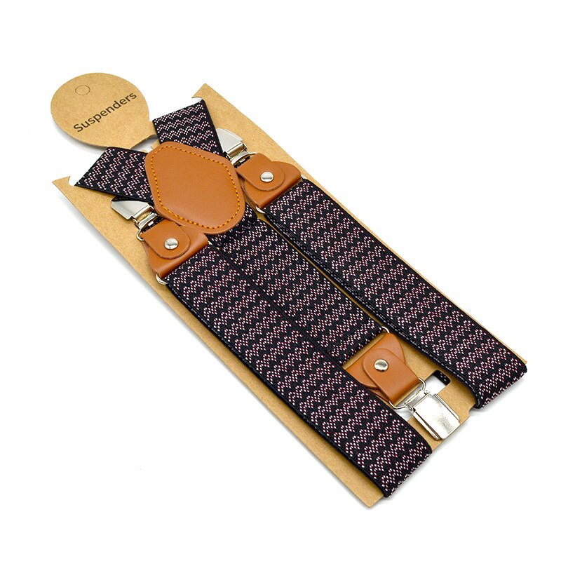 Mens Suspenders Braces Elastic Mens Trouser Belt 3.5cm*120cm Braces Straps Houndstooth Y Back Male Suspender Clips 3 120cm*3.5cm: yellowleather
