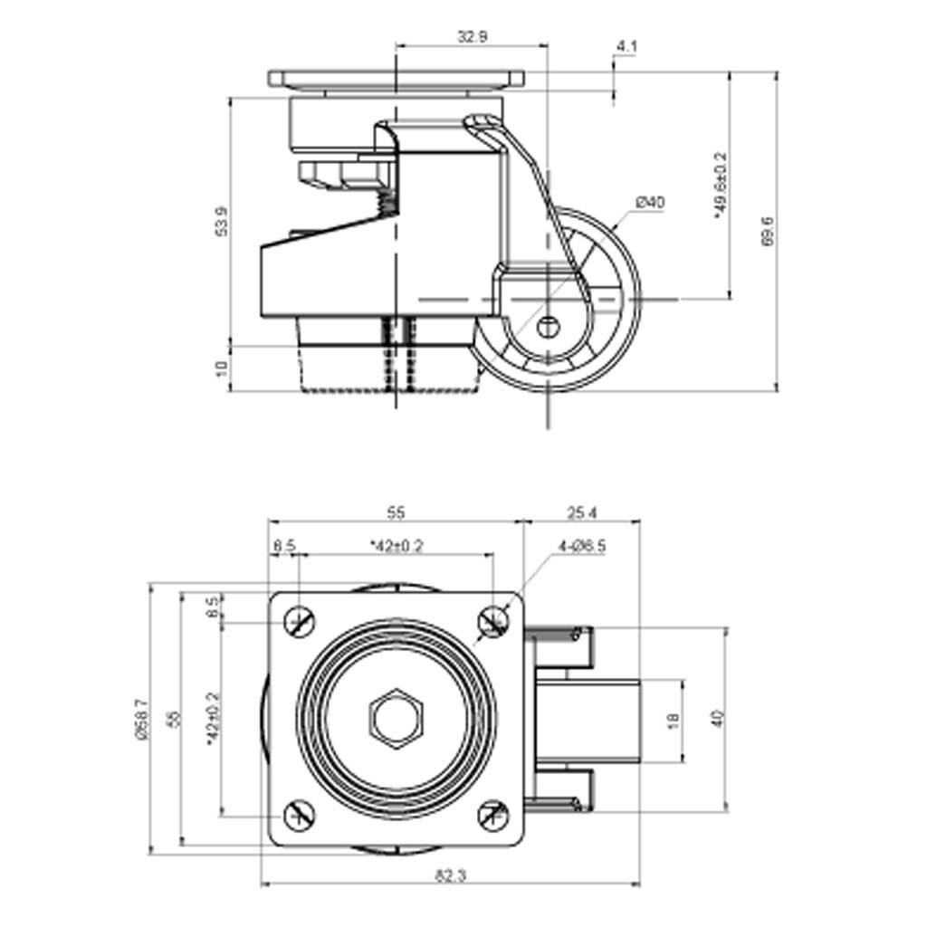 1 Pcs Nylon Alloy Wheel Leveling Caster Retractable Leveling Machine Casters