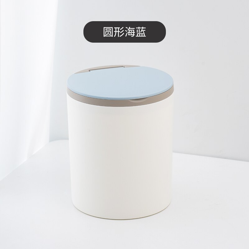 Kitchen Mini Trash Bin Bedroom Desk Baby Recicling Garbage Bin Small Plastic Toilet Bathroom Set Cute Poubelle Home Garden: Sea blue