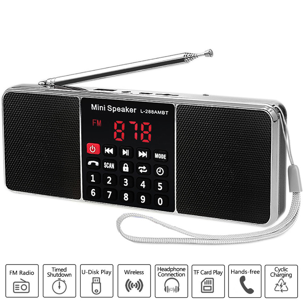 Portable Stereo Radio FM AM Receiver Bluetooth-compatible Wireless Speaker Support TF Card MP3 Play Handsfree Call Sleep Timed