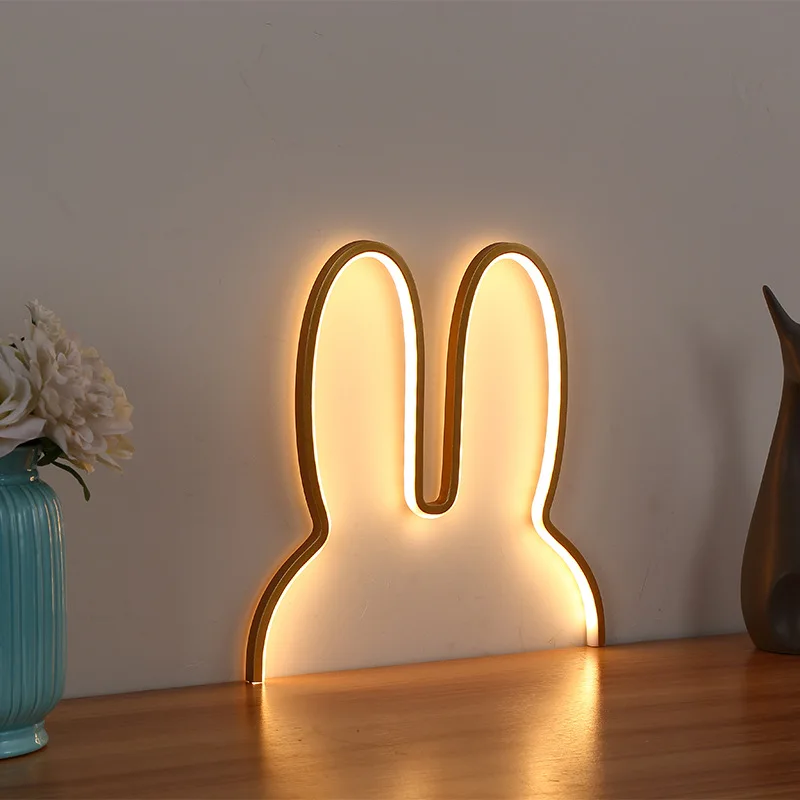 Kanin natlamper usb-drevet led-lampe sød dyr led natlampe børn baby ved siden af bordlampe soveværelse natlampe