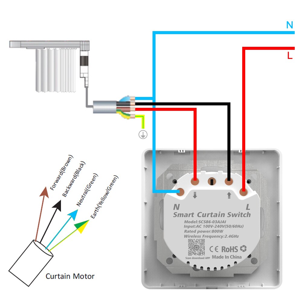 Curtain Smart Switch Phone APP Remote Controlling Mechanical Button Smart Curtain Controller With Indicator Light EU PLUG