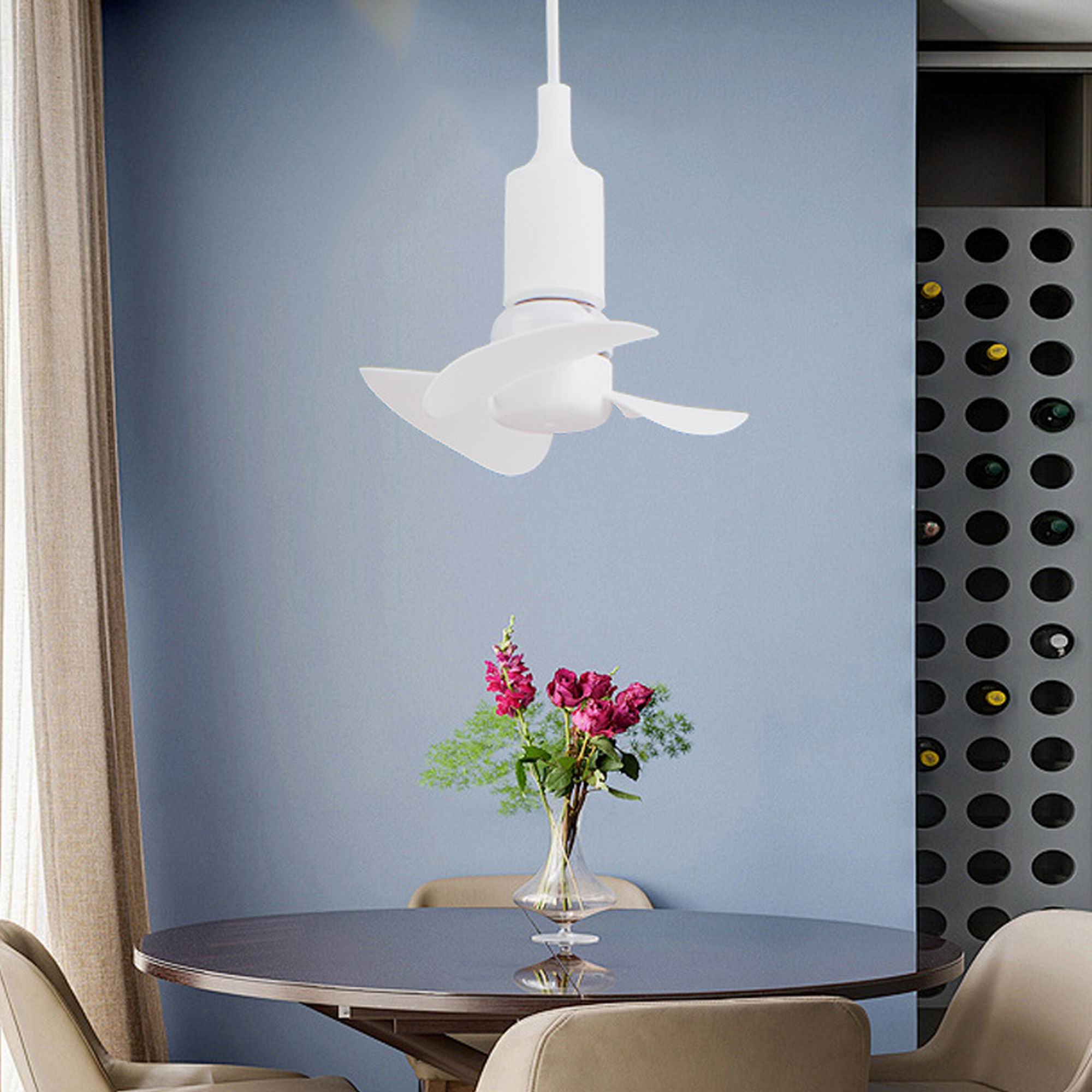 Ventilador de mesa de 6,3 pulgadas, miniventilador de techo E27 de 10W, candelabro de dormitorio interior con ventiladores de refrigeración