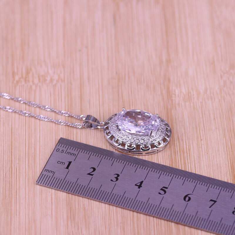 Big White Crystal &Zircon Silver Color Jewelry Earrings Ring With Necklace Set Middle East Style