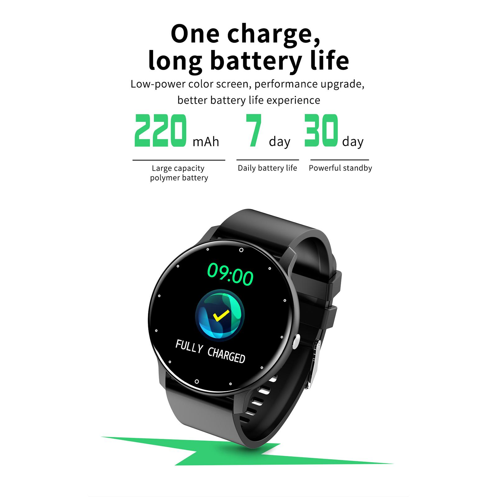 Zl02D Smart Watch Fitness Tracker Waterproof Men Women Blood Pressure Moniter Stopwatch for Android iOS Steps Counter Pedometer: black