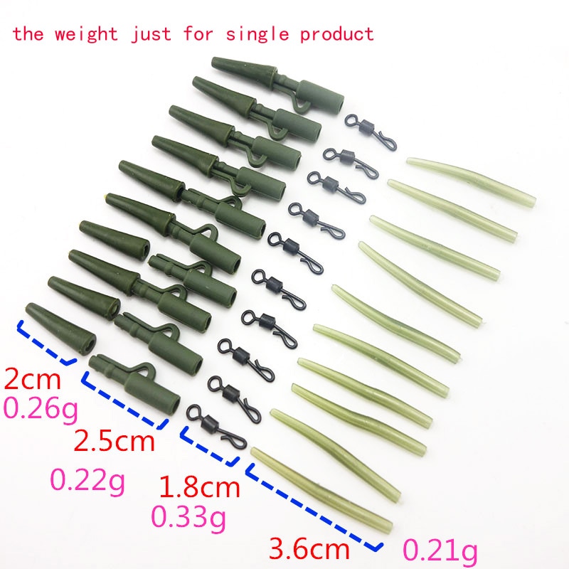 1Set Total 40pcs Carp Fishing Lead Clips Quick Change Snap Clips and Tail Rubber Connector for Carp Fishing Rigs