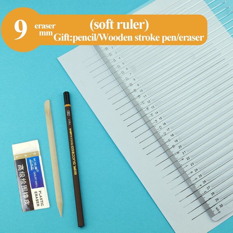 Auxiliary Tool Postgraduate Extrance Exam Straight Line Special Ruler Soft/Hard 8/9/10mm Transparent Ruler Square Ruler Supplies: Soft-Ruler-9mm