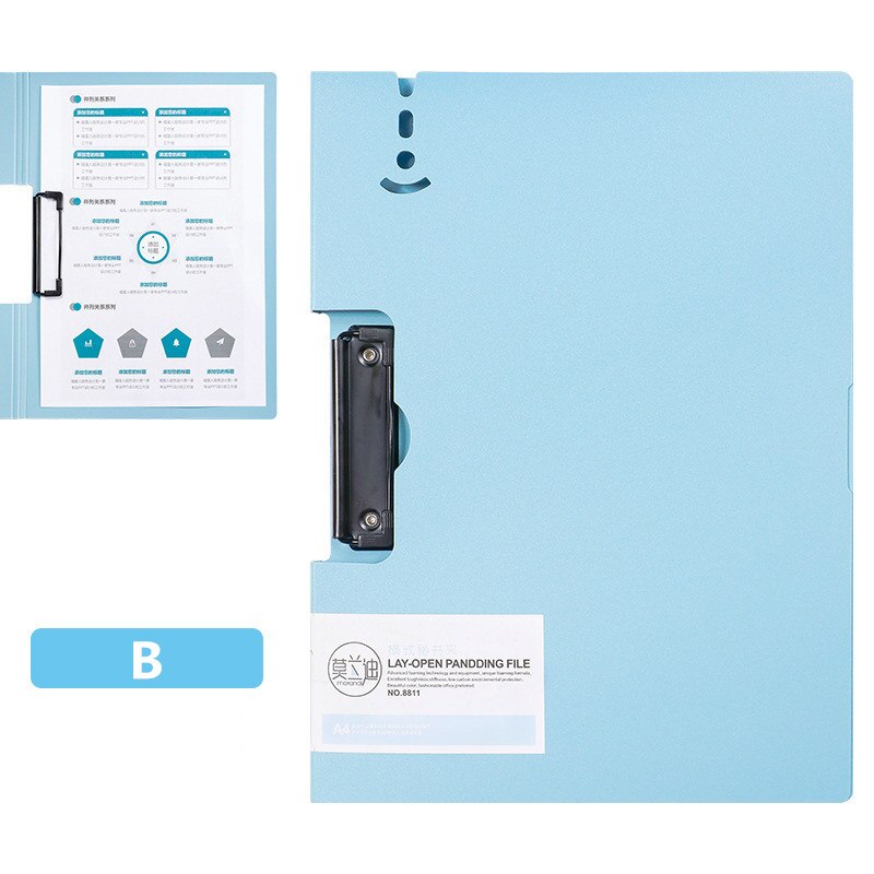 Kawaii – classeur Morandi A4, avec Clip en métal, rangement du papier de Test, bloc-notes, presse-papiers, papeterie fournitures de bureau: B Blue