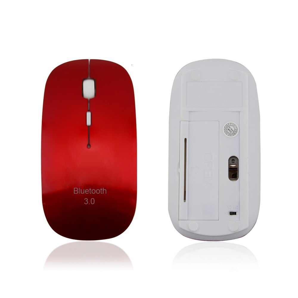 CHYI Ultra Thin Bluetooth Wilreless Computer Mouse Portable Slim Ergonomic Pink Mause 3d Optical PC Mice For Windows/IOS Laptop: Red