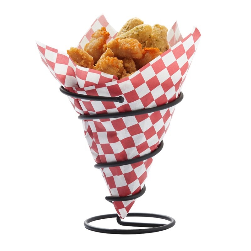 Pommes frites stå i rostfritt stål snacks display pizza kon hållare pommes frites korgar sås sallad doppkopp köksredskap