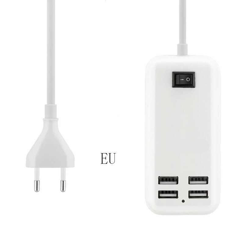 GHAOK 4 ports USB chargeur Mini Station de charge intelligente 5V2. 1A * 4 Max sortie 15W chargeur de bureau pour chargeur de téléphone intelligent: EU