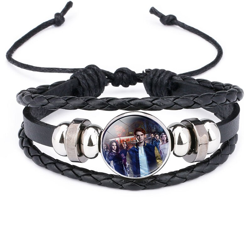 Riverdale-pulsera de cuero multicapa con de Riverdale, joyería para hombre, brazalete de cuentas, cabujón de cristal: 12