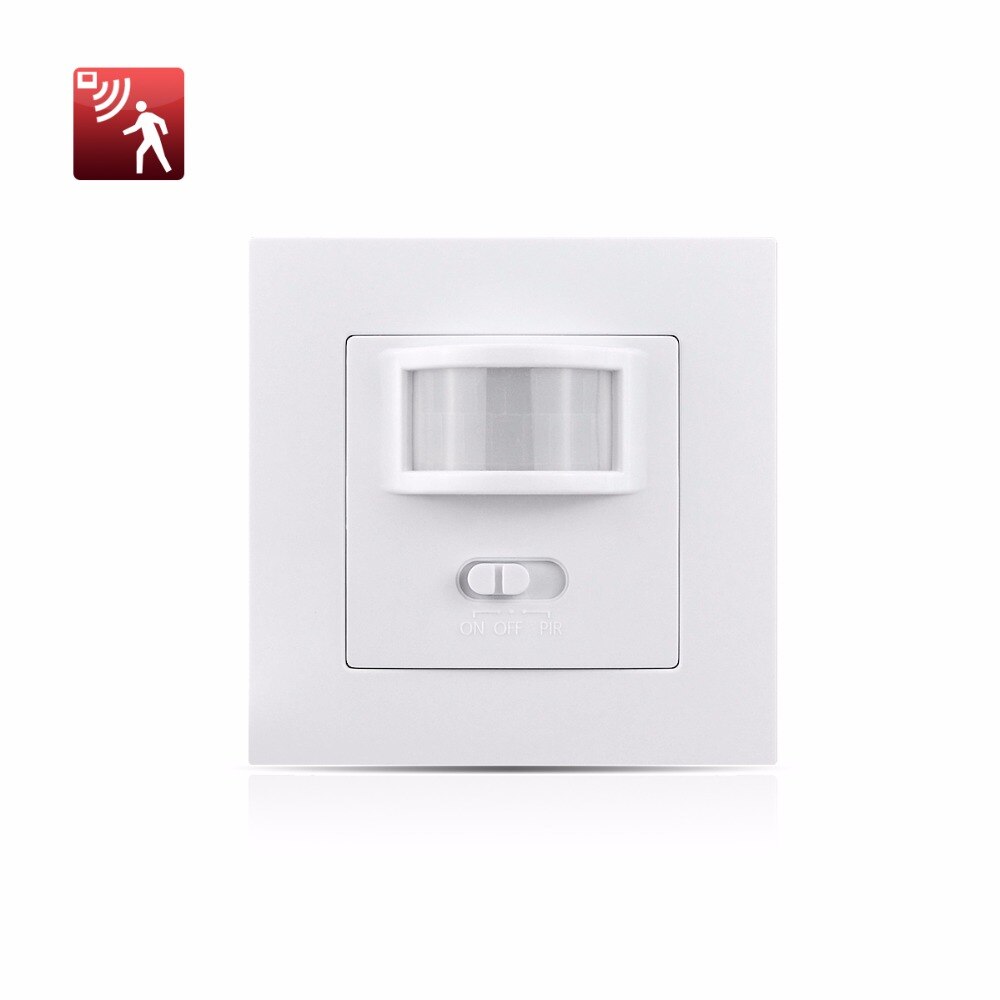 Wall mounted PIR Motion Sensor light Switch ON / OFF Power Electrical Socket Adapter 100V-240V AC MAX 500w load + 10m max