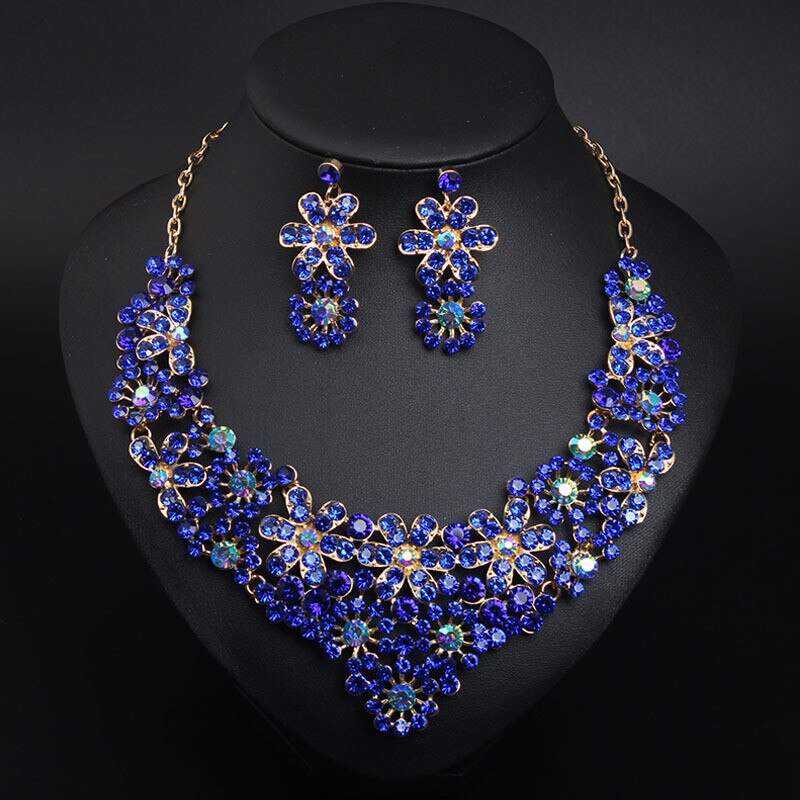 Joya de boda romántica, conjunto de pendientes de collar grande con diamantes de imitación para chica, de graduación, , joyería