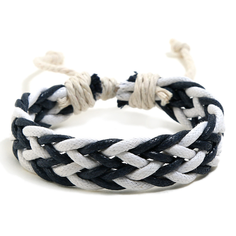 Zwart Gevlochten Casual Handnade Multicolor Touw Geweven Weave Mannen Vrouwen Lederen Armbanden Vrouwelijke Mannelijke Sieraden: color 6