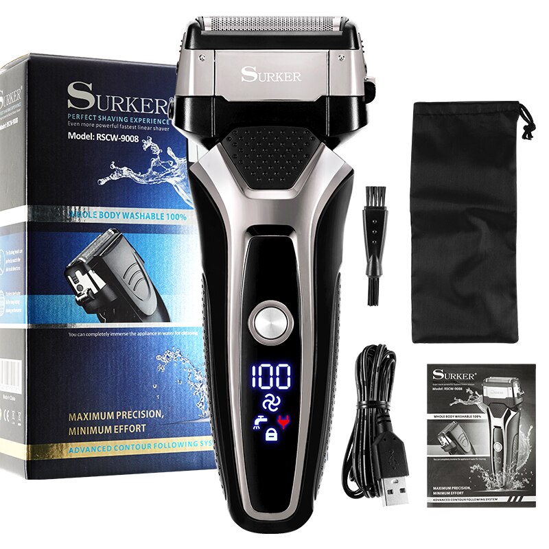 Usb Oplaadbare Elektrische Scheerapparaat Rvs Scheren Machine Mannen 3D Triple Drijvende Scheermes Scheerapparaat Kapper Trimmer: Silver With Box